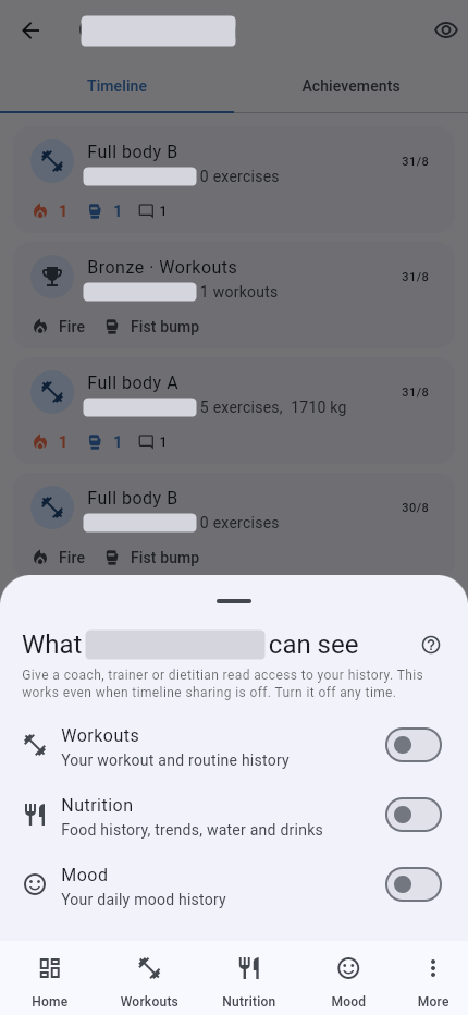 Coach access screen