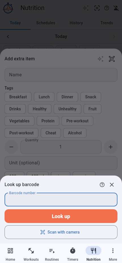 Barcode lookup sheet